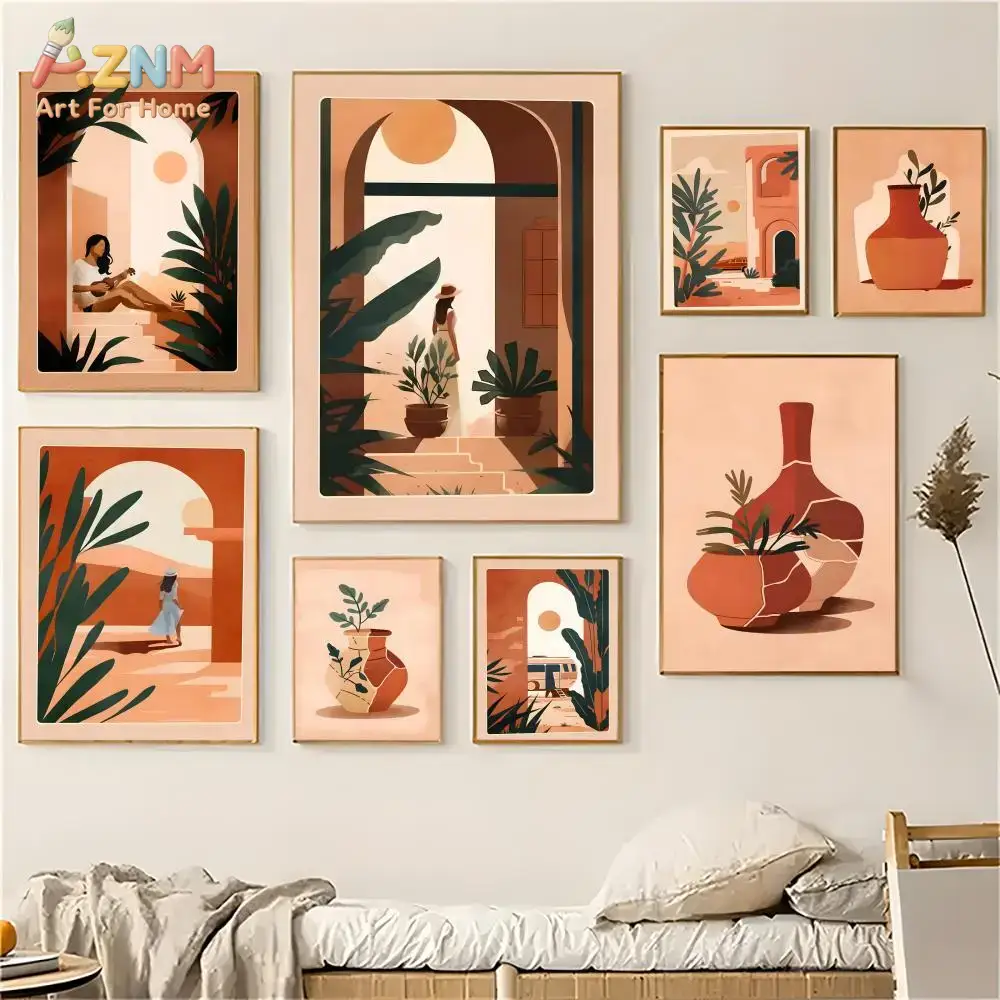 Plant Parenting - AZNM Impression sur toile Terracotta Bohème